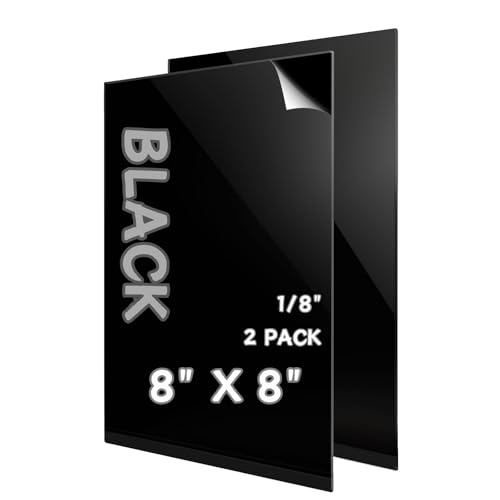 Image of Black Acrylic Sheets 8 inch x 8 inch, 1 /8 Inch Thick, 2-Pack