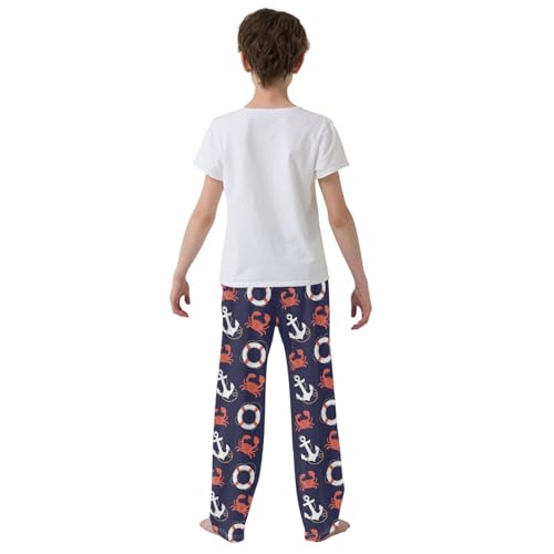 Crab and Anchor Boys Long Pants Soft Trousers Elastic Waist Kids Lounge Bottoms with Pockets S-XL3