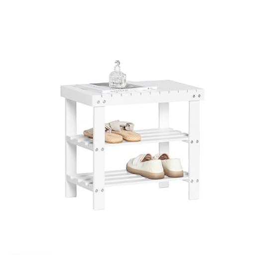 SoBuy Schuhregal aus Bambus Schuhbank mit 2 Jahren Garantie Sitzbank Breit 50cm weiß FSR02-K-W