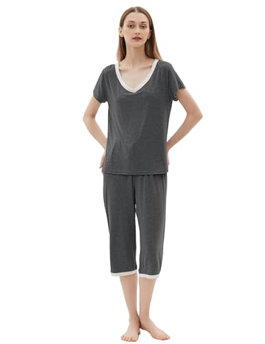 Image of Joyaria Cooling Pajamas Bamboo Viscose Lightweight PJs Set Women Wicking Sleepwear for Night Sweat S-XXL