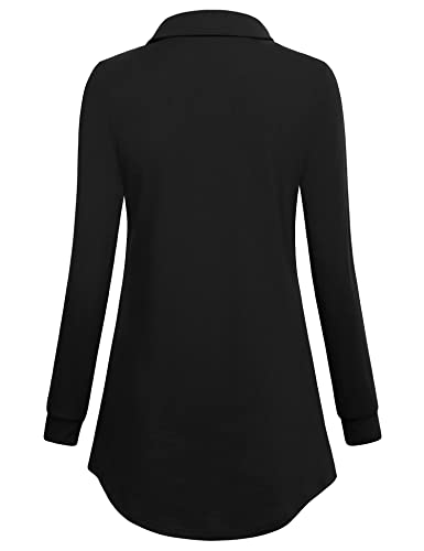 Gaharu Women's Swing Tunic Notch Collar Ladies Button Sweatshirt Long Sleeve Pullover Shirt Tops3