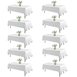 WIGENIUS 10 Pack White Table Cloth Rectangle Tablecloths 60X102 Inch,Polyester Table Cloth for 6 Foot Rectangle Tables,Wrinkle Resistant Washable Fabric Table Covers for Party,Wedding Banquet