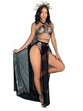 Alyweatry Women Halloween Sexy Medusa Costume with Snake Headband Greek Goddess Snake Devil Witch Cosplay (Black-2, Large)