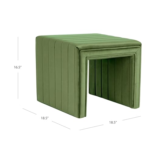 Image of HomePop 19 inch Modern Channel Tufted Velvet Ottoman - Green