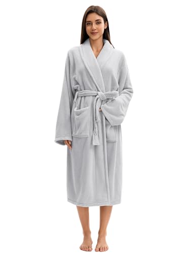 Image of Soft Robe For Women,Warm Plush Bath Robes Female,Spa Towel After Shower Lightweight Long Bathrobe