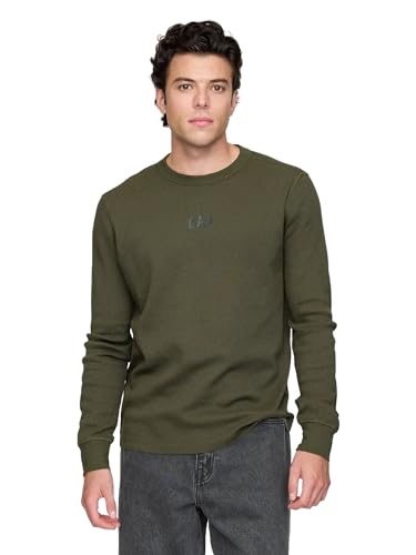 GAP Mens Long Sleeve Logo Waffle Crewneck Tee...
