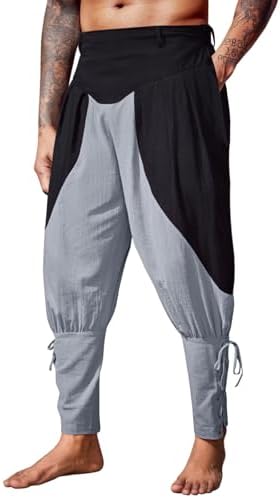 Runcati Mens Medieval Ankle Pants Renaissance Viking Pirate Pants...