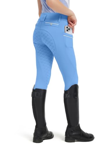 Image of FitsT4 Sports Girls Horse Riding Pants Full Seat Equestrian Pants Pockets