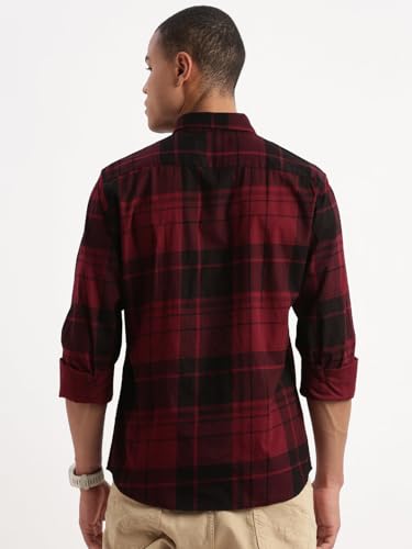 Image of SHOWOFFFF Men Check Print Casual Shirt | Spread Collar Full Sleeves Cotton Shirt for Mens | Slim Fit Regular Length Shirt for Men's