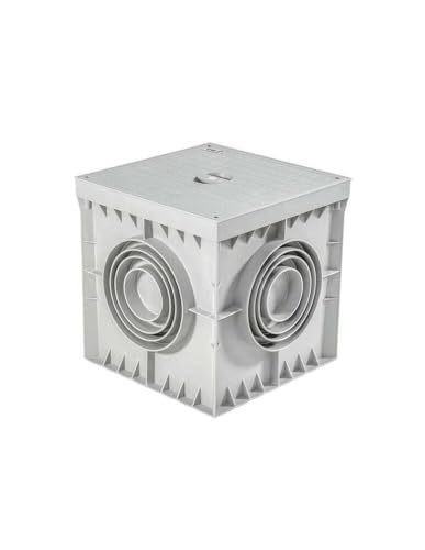 Arqueta Cuadrada PVC 30x30 con Tapa y 4 Salidas - Registro para Canalizaciones- Instalaciones Eléctricas y Saneamiento