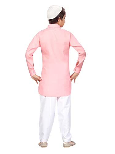 Image of Aarika Boys Pink-White Color Pathani Kurta Pyjama with Cap Set (C PS-JK-101-PINK-9)