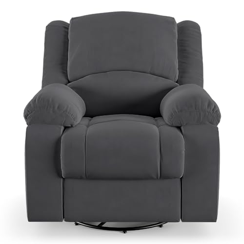 Poltrona do Papai Reclinável Sala de Cinema Barcelona Glider Manual Giratória Veludo Cinza Grafite G23