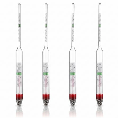 Image of balacoo 4 Pcs Aquarium Hydrometer with Thermometer for Fish Tank Saltwater Salinity Measurement Floating Accurate Areometer 7.87In