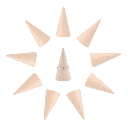 10 Pièces Support de Bague en Cône en Bois Anneau Affichage en Forme de Cône Porte-Bijoux Anneau en Bois Anneau Titulaire pour Exposez et Collectionnez les Bagues à la Maison et dans les Bijouteries Cover