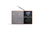 PHILIPS Audio R5505/10 Bluetooth Radio (Wooden Housing, DAB+/FM Radio, 3-Inch Driver, Kitchen Timer, Mains or Battery Operated), Brown/Grey, 20.7 L x 10.6 W x 14.1 H