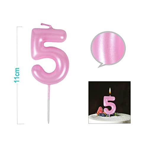 5 Anno Candele Compleanno Rosa Bambina Candele