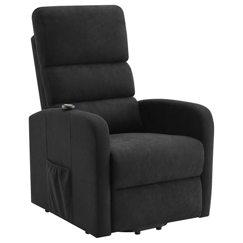 Sillón reclinable negro con almacenamiento lateral