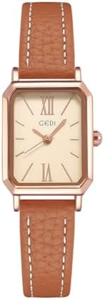 carlien Women Quartz Watch Lady Stylish Rectangle Dress Watch with Leather Strap and Sapphire Crown