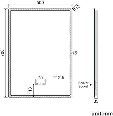 ELEGANT Backlit Bluetooth Bathroom Mirrors with Shaver Socket, 500 x 700 mm Illuminated Wall Mounted Bathroom Vanity Mirror with LED Lights and Demister Pad, Blue Atmosphere Light LED Smart Mirrors