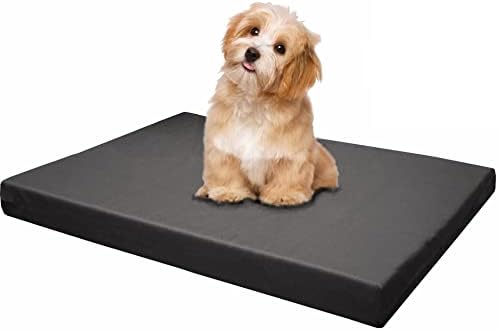 Dogbed4less Memory Foam Platform Dog Bed, Crate Mattress for Orthopedic Joint Relief with Waterproof Removable Cover Medium Large 34X27X3 Space Gray
