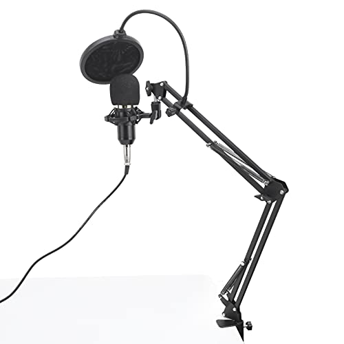 Akozon Ensemble de Microphones à Condensateur de Studio BM800 avec Carte Son V8 pour Station de Télévision de Scène karaoké KTV