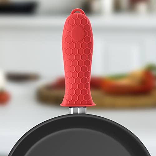 Red Silicone Hot Handle Holder, Heat Resistant Potholder Cookware Handle Cast Iron Skillets Handlesfor Griddles Casserole Metal Frying Pans Aluminum Cookware (3 Pack) #TOP3