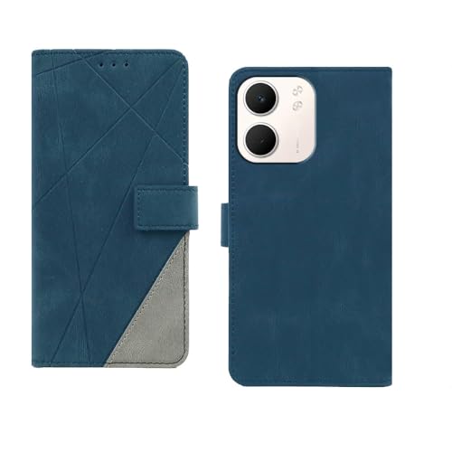 Image of amazon basics Oppo A5X 5G Flip Cover | Card Pockets Wallet & Stand | Flip Cover for Oppo A5X 5G (Blue with Grey)