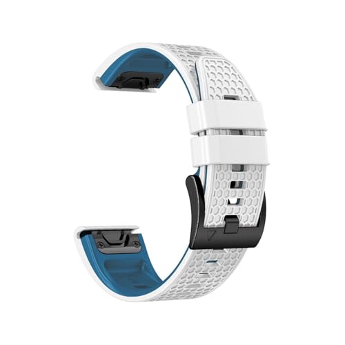 �V���J�Q���x���g�ɓK������Garmin Fenix 8/7/7s/7x/5X/5X Plus Instinct 2�r���v�x���g(White-blue,22mm)
