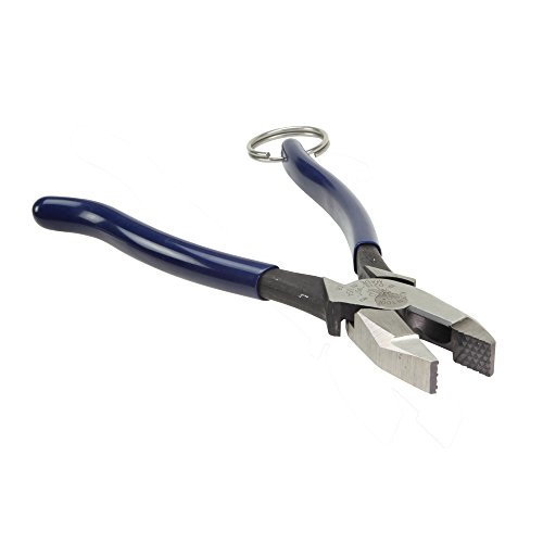 Klein Tools D213-9STT Ironworker Pliers with Heavy Duty Knurled Jaws, Induction Hardened Knives, and a Split Tether Ring