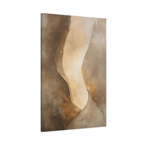 Abstract Forms Brown Gold Canvas Print Décoration Murale Salon Moderne