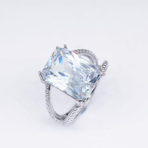 Bague de mariage éternité en argent 925 avec gros diamant carré 3ct
