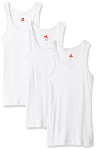 Hanes Little Girls' Ribbed Tank Top (Pack of 3), White, X-Small
