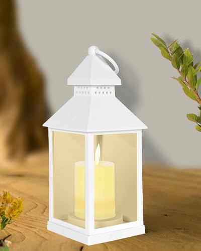 Image of Homesake 1 Pc Flameless and Smokeless Acrylic Antique LED Hurricane Lamp Wall Hanging for Home, Living Room Corner, Festive Decor, Diwali Decoration for Home, Classic, White