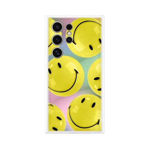 Samsung FlipSuit Coque pour Galaxy S24 Ultra, Carte Smiley avec Technologie NFC Incluse, Jaune