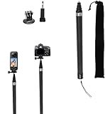 Tsfeiiii 9.8ft Long Invisible Selfie Stick - Carbon Fiber Monopod (110in/280cm) for X4, X3, ONE X2, ONE R, ONE X, GO 3S, 3, 2 - Lightweight & Portable Extension Pole for 360 Cameras