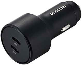 エレコム カーチャージャー シガーソケット USB-C 最大40W (2ポート合計) USB PD対応 20W USB-C×2 2台同時充電 12V24V対応 [iPhone 14/13/12/11/SE3/SE2、iPad 等対応] ブラック EC-DC09BK