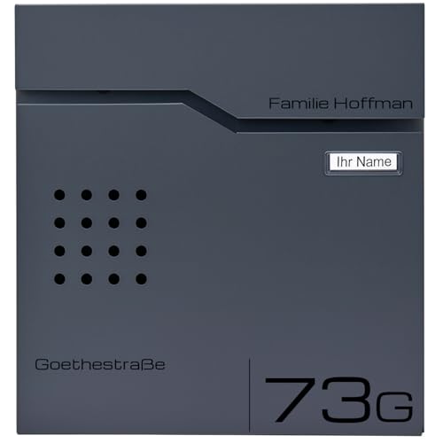 Verda Designer Personalisierter Briefkasten mit Zeitungsfach, aus Edehlstahl, 2X Schlüssel, Namensschildhalter, Postkasten Designer Wandbriefkasten Zeitungsrolle Modern (SN3680-1)