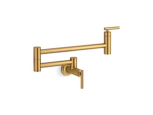 KOHLER 35745-2MB Contemporary Style Wall-Mount Pot Filler Kitchen Faucets, Vibrant Brushed Moderne Brass