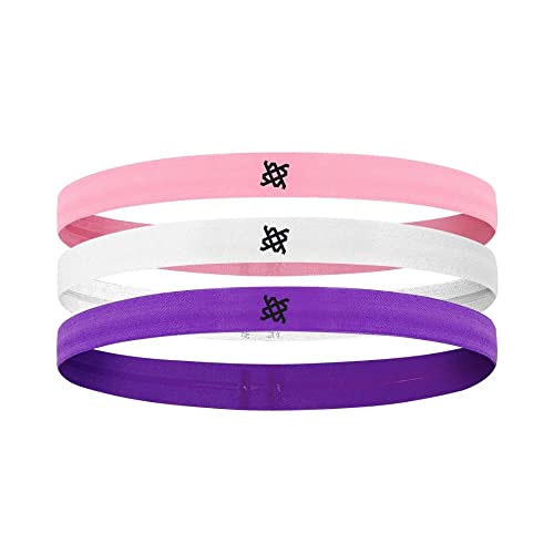 Faixa de Cabelo Hupi Kit 03 Rosa Branco Roxo, Cor: Rosa/branco/roxo