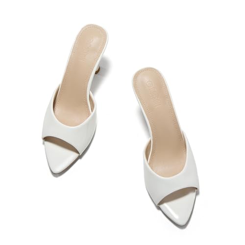 GotSoft Womens Pointed Open Toe Heeled Sandals Slip On High Heels Backless Mules Dress Shoes, White, size 9 by GotSoft - Used condition - Image 3