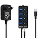 USB Hub mit Netzteil,VEMONT 4 Ports USB3.0 Hub USB Verteiler Aktiv Adapter und Einzelne EIN/Aus-Schalter 1,2m langes Kabel mit 5V/3A Netzteil Adapter für PC/Laptops und Ultrabooks