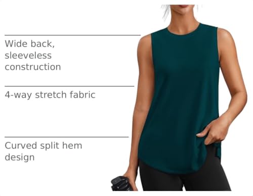 Image of PINSPARK Workout Tank Tops for Women UPF 50+ Side Slits Athletic Gym Shirt