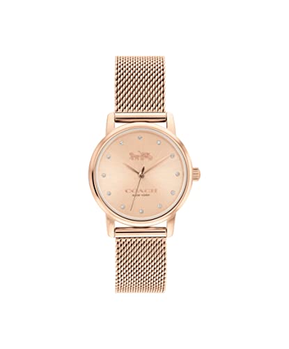 Image of Coach Grand Qtz Basic Rose Gold Round Dial Women's Watch|Ionic Plated Rose Gold Steel Material|Rose Gold Color Band - 14503745
