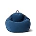 Lumaland Comfort Line Sitzsack L Indoor - 80x90x50 cm - mit passendem Sitzhocker kombinierbar - Bodenkissen, Bean Bag Chair, Lounge Chair, Sessel - 185 L - EPS Perlen Füllung - Dunkelblau
