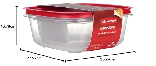 Image of Rubbermaid 7.81- and 14.66-Cup EasyStore Square Containers, 2 Pack, Food Storage Containers, Food Storage Containers with Lids