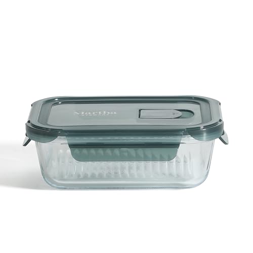Image of Martha Stewart Shadowbrook 5-Piece Borosilicate Glass Storage Container Set - Airtight Locking Lids, 21.6 oz Meal Prep, Leftover & Lunch Containers, Microwave, Oven & Dishwasher Safe