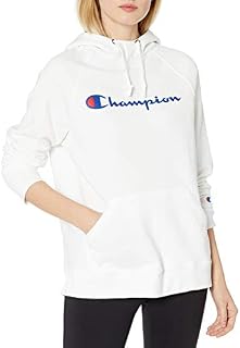 Champion Women's Powerblend Graphic Hoodie, White, Small