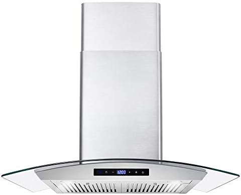 COSMO 668WRCS75 Wall Mount Range Hood with Ducted Exhaust Vent, 3 Speed Fan, Soft Touch Controls, Tempered Glass, Permanent Filters in Stainless Steel, 30 inches