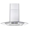 COSMO 668WRCS75 Wall Mount Range Hood with Ducted Exhaust Vent, 3 Speed Fan, Soft Touch Controls, Tempered Glass…