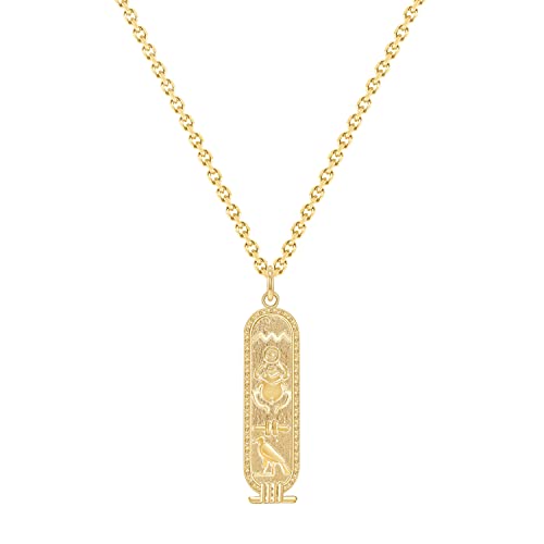 Solid 14k Yellow Gold Egyptian Cartouche Tablet Pendant Necklace, 20'